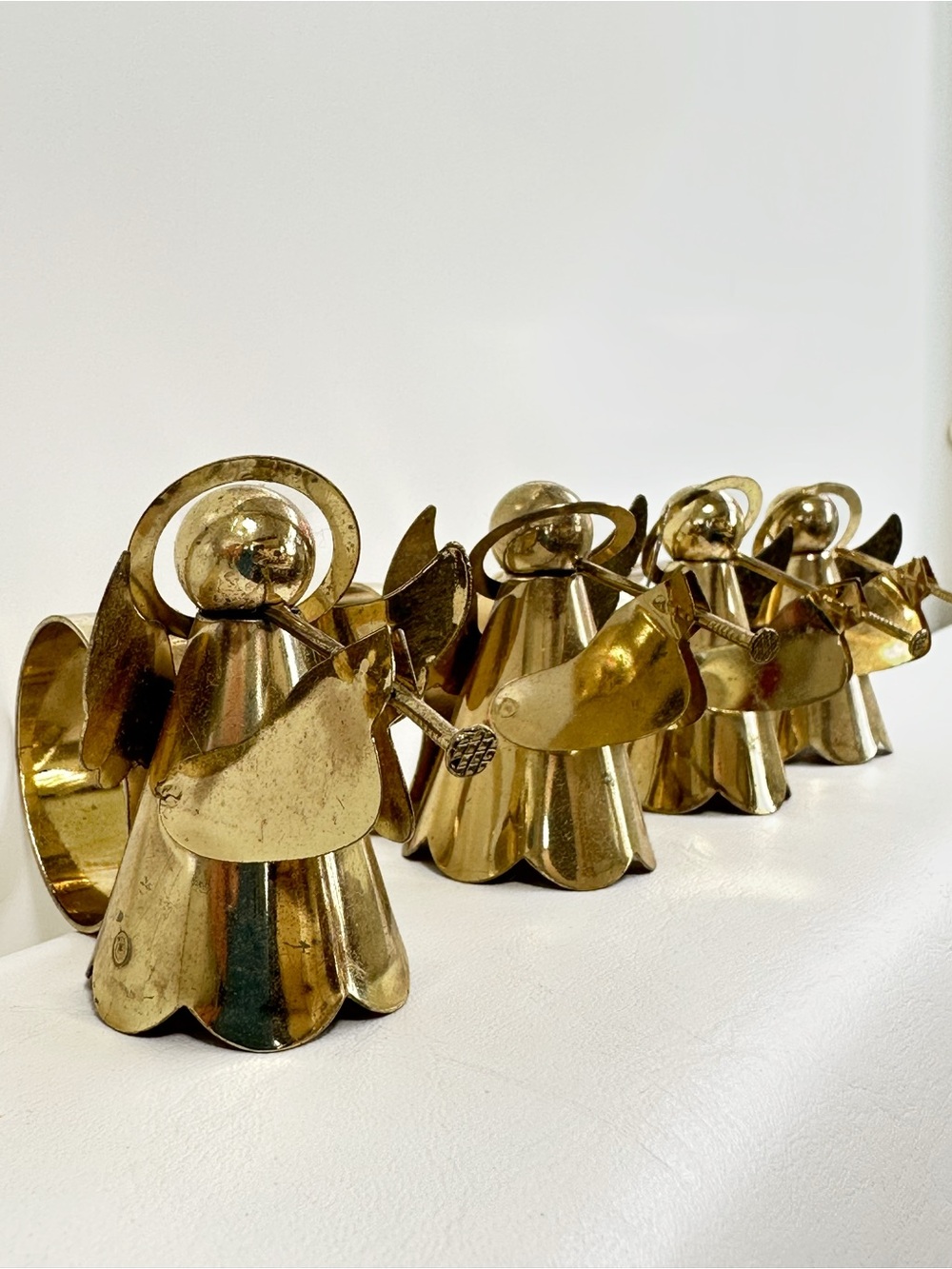 Vintage Brass Angel Napkin Rings - Set of 4